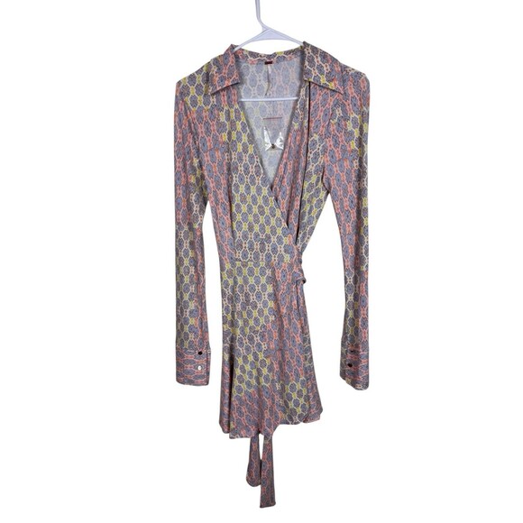 Free People Rhetta Wrap Mini Dress Boho Preppy Casual Basic Fall Retro Womens S - Picture 2 of 9